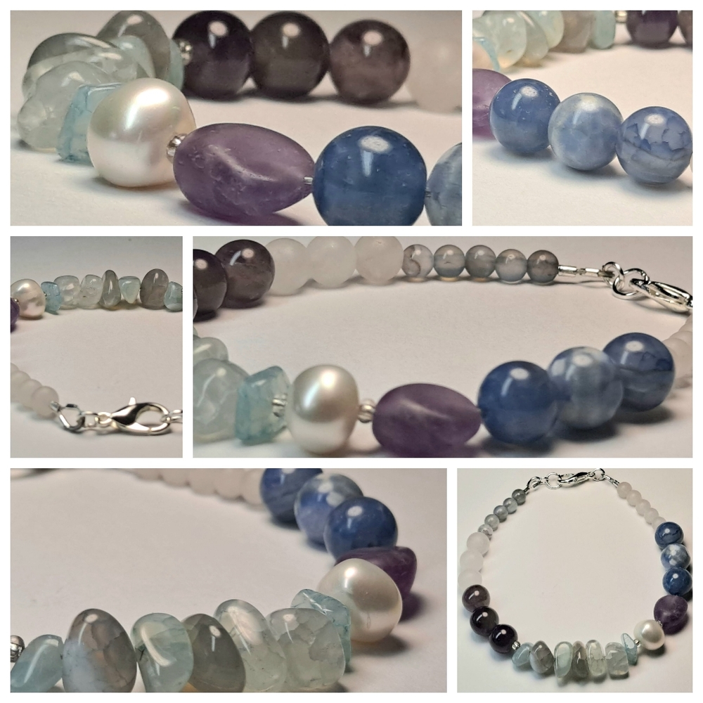 HEALING * BLUE LACE AGATE * AMETHYST * ROSE QUARTZ * GEMSTONE BRACELET